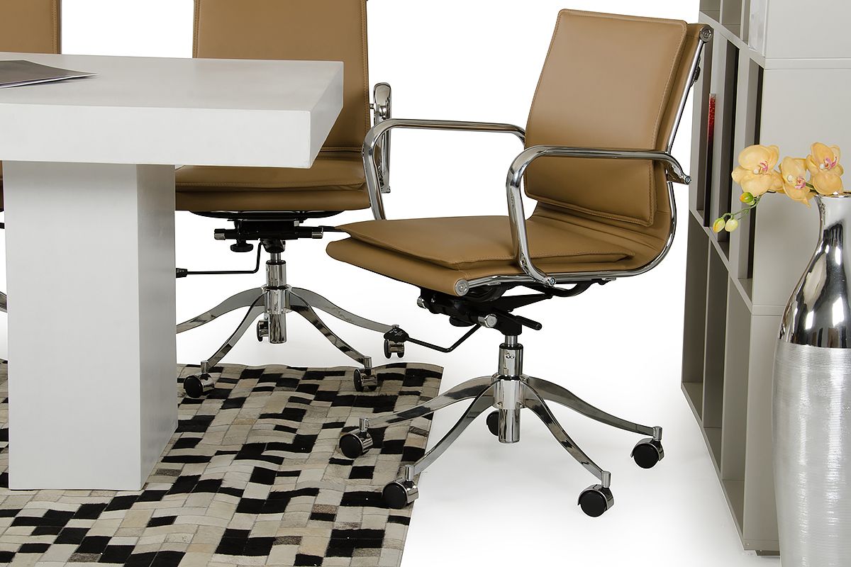 "Modrest Mindie Camel Low Back Office Chair - Modern office chair" | Vrxco.com