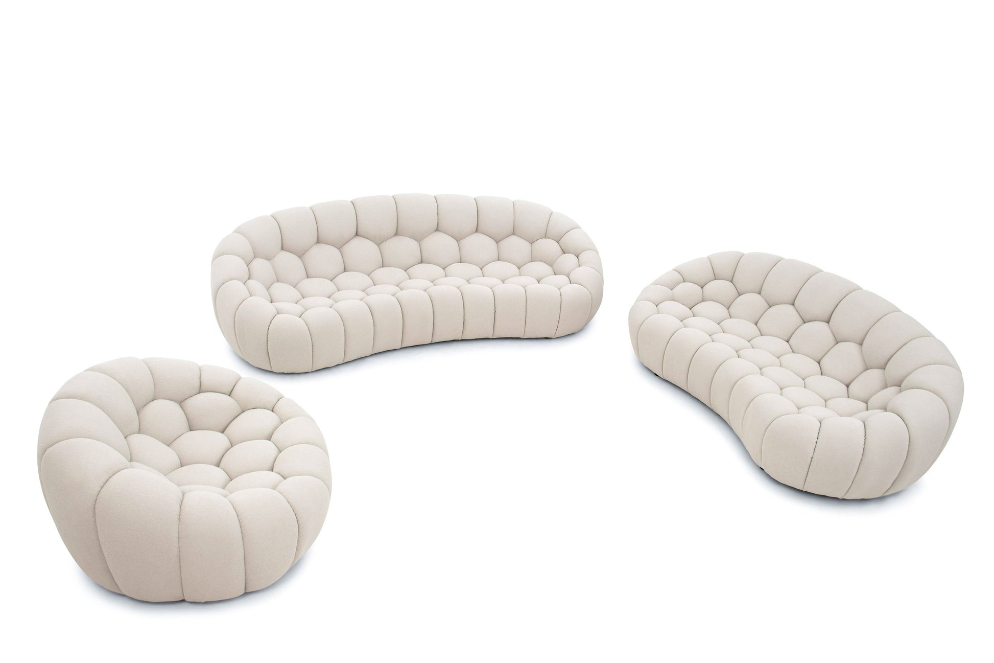 Divani Casa Yolonda Modern Curved Beige Fabric Sofa Set | Vrxco.com
