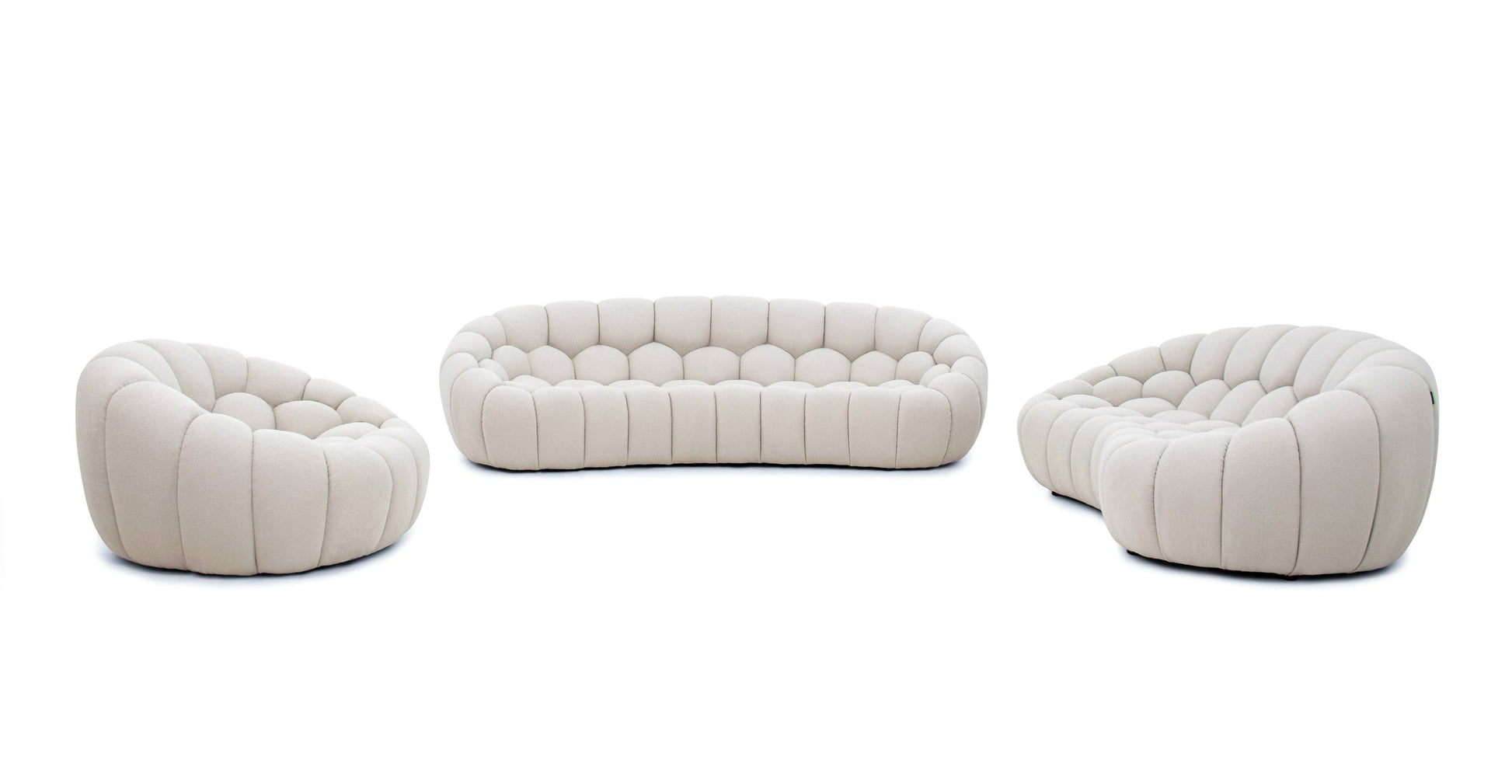 Divani Casa Yolonda Modern Curved Beige Fabric Sofa Set | Vrxco.com