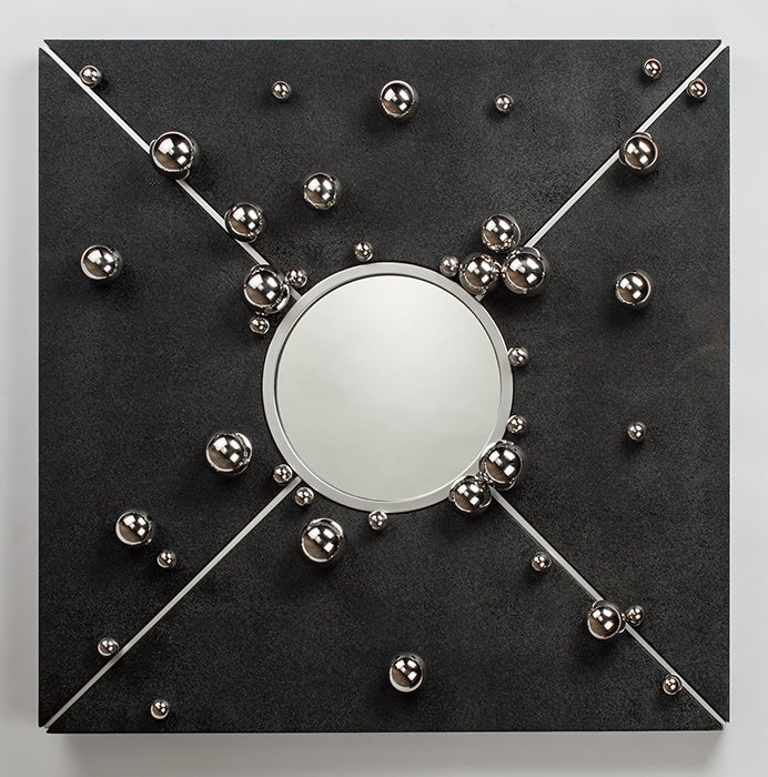 2708-PL Black faux Leather finish Mirror | Vrxco.com