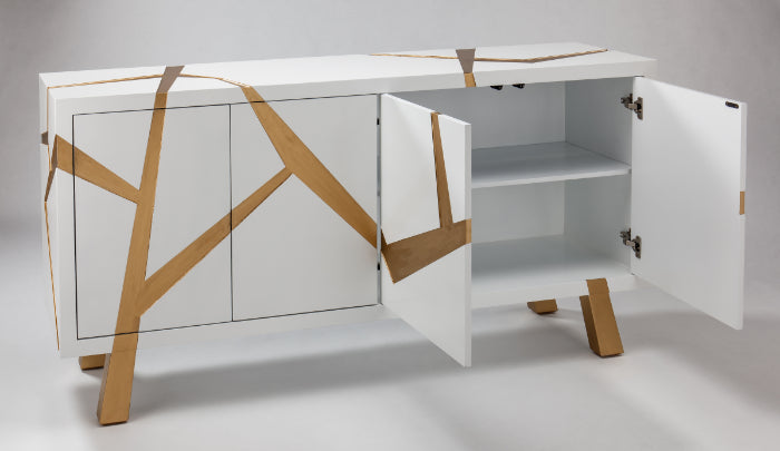 "2731-S White and Gold Wood Cabinet" | Vrxco.com