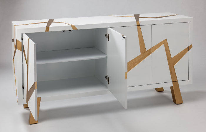 "2731-S White and Gold Wood Cabinet" | Vrxco.com