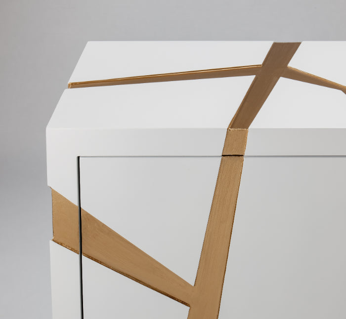 "2731-S White and Gold Wood Cabinet" | Vrxco.com