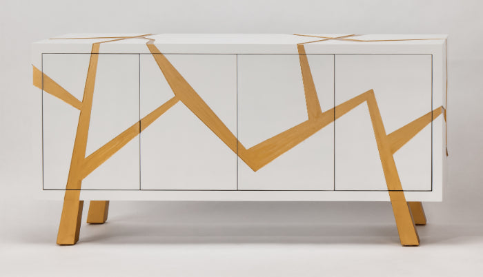 "2731-S White and Gold Wood Cabinet" | Vrxco.com
