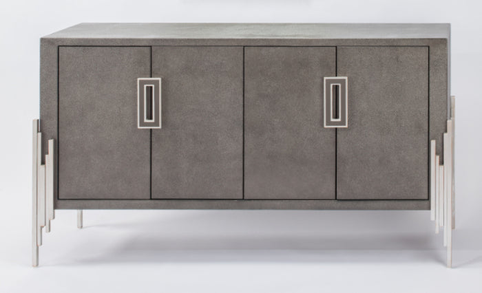 2930-S Smoky Gray Wood and Silver Metal Cabinet with modern design | Vrxco.com