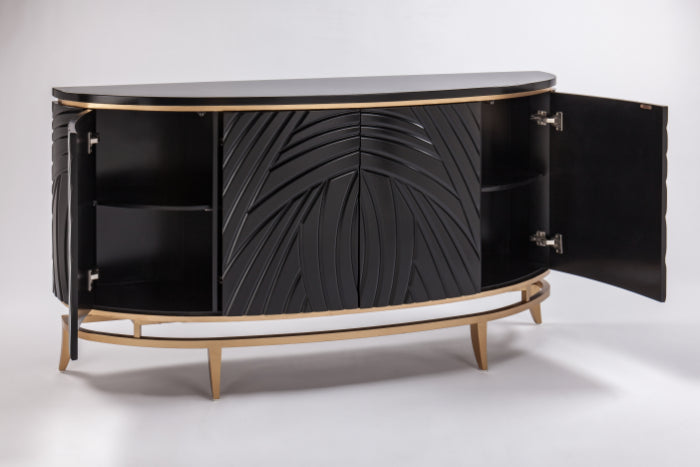 2932-S Black Wood and Gold Metal Cabinet with modern design | Vrxco.com