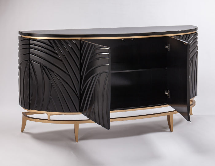 2932-S Black Wood and Gold Metal Cabinet with modern design | Vrxco.com