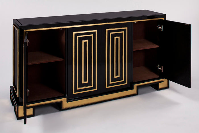 4440-S Black and Goldleaf Wood Cabinet with elegant design | Vrxco.com