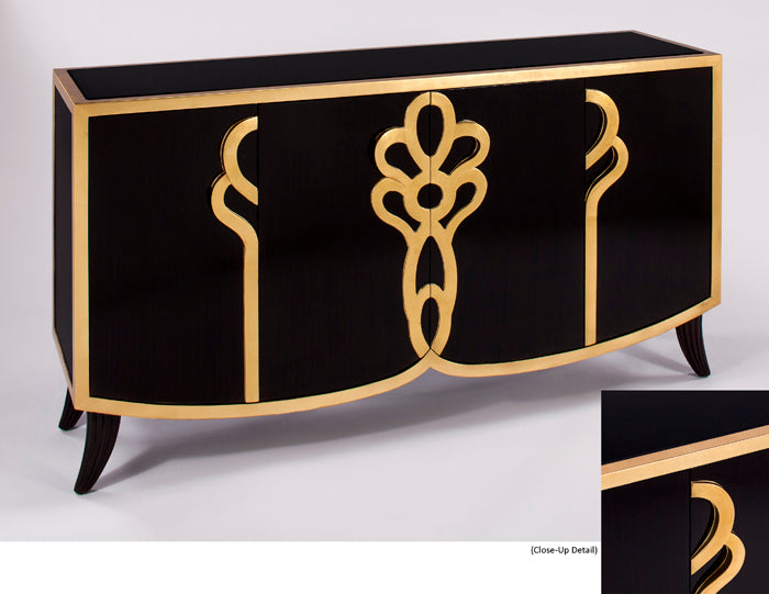 4441-S Dark Espresso Wood 4-Door Cabinet with modern design | Vrxco.com