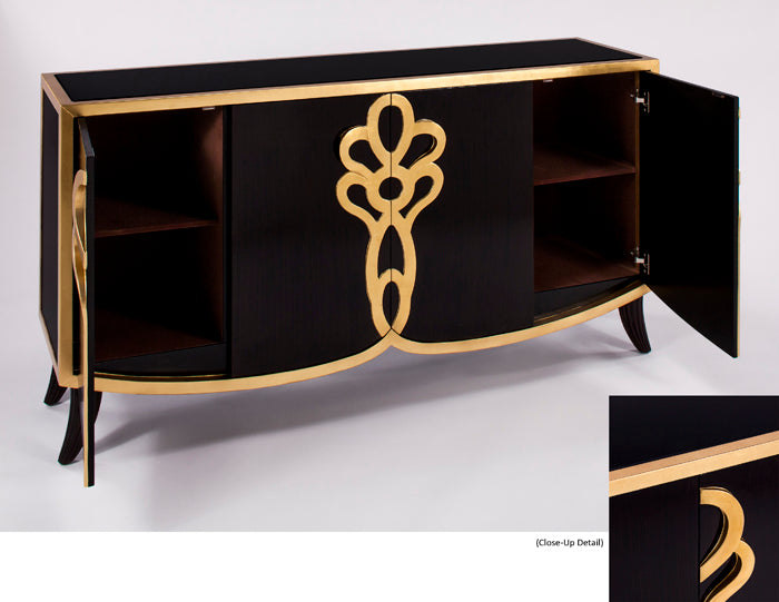 4441-S Dark Espresso Wood 4-Door Cabinet with modern design | Vrxco.com
