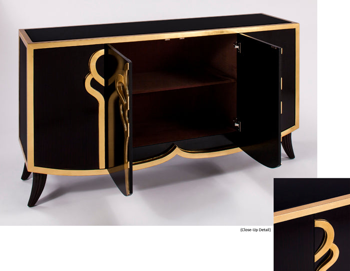 4441-S Dark Espresso Wood 4-Door Cabinet with modern design | Vrxco.com