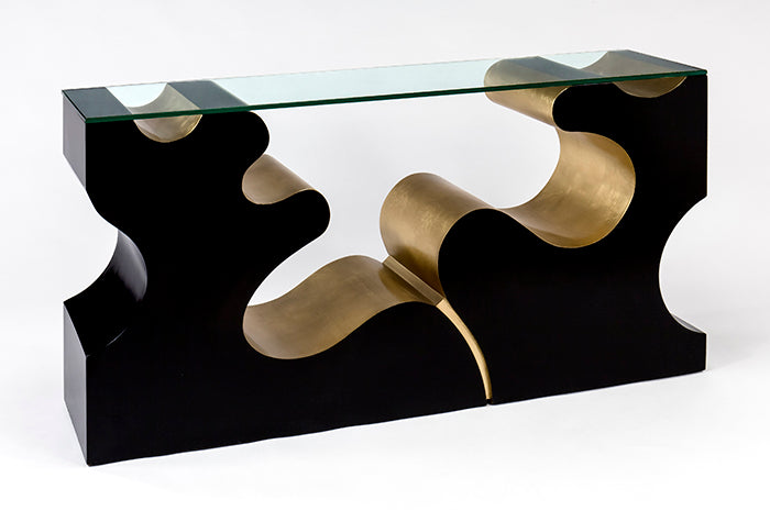 4459-D1 Black & Goldleaf Console Table with stylish modern design | Vrxco.com