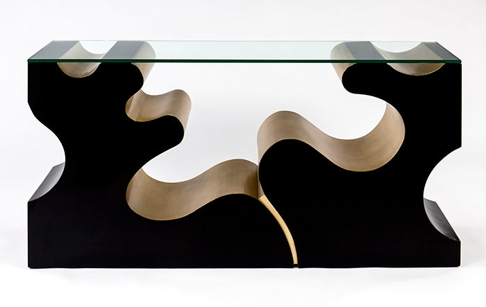 4459-D1 Black & Goldleaf Console Table with stylish modern design | Vrxco.com