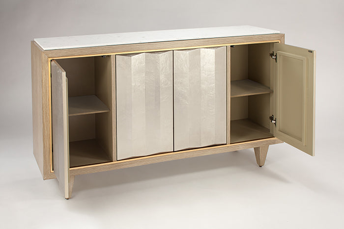 "4503-S Silver Metallic 4-Door Wood Cabinet with Stone Top" | Vrxco.com