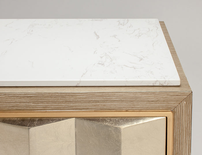 "4503-S Silver Metallic 4-Door Wood Cabinet with Stone Top" | Vrxco.com
