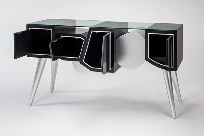 "4511-S Black and Silverleaf Wood Cabinet" | Vrxco.com