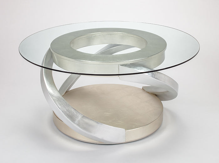 "7834-CF Coffee Table with carbon fiber base and glass top" | Vrxco.com