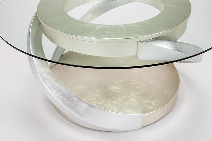 "7834-CF Coffee Table with carbon fiber base and glass top" | Vrxco.com