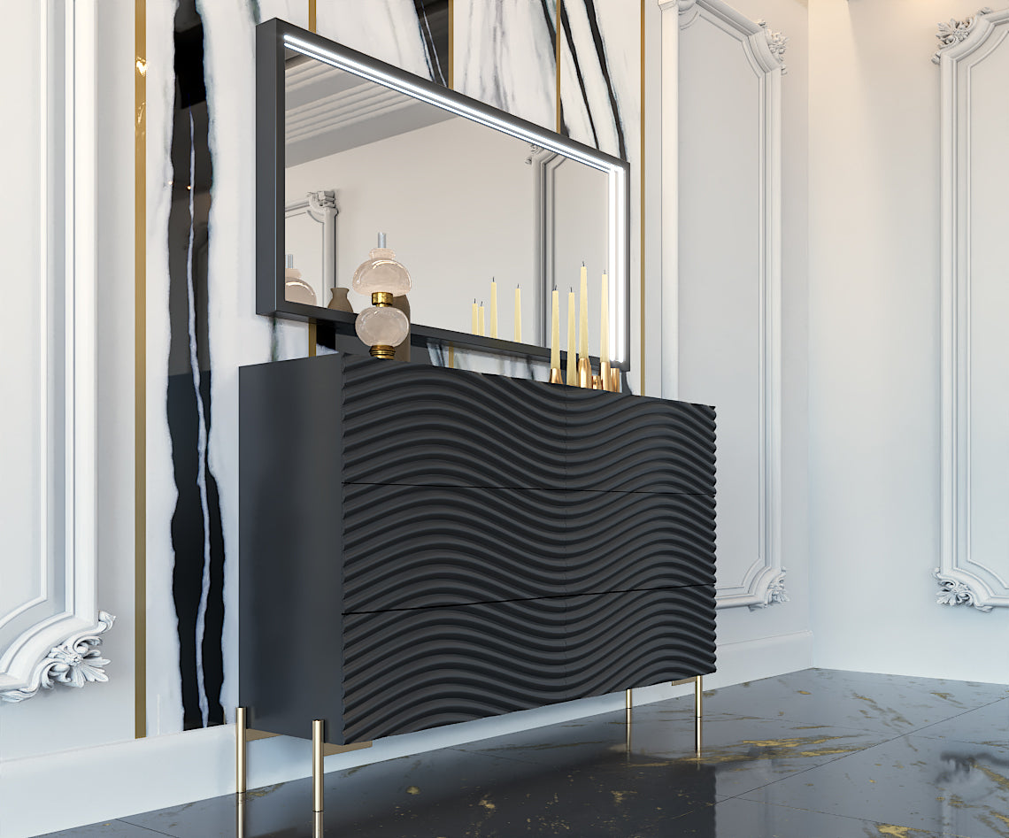 Wave Bedroom Set in Dark Grey with sleek design and practical storage | Vrxco.com