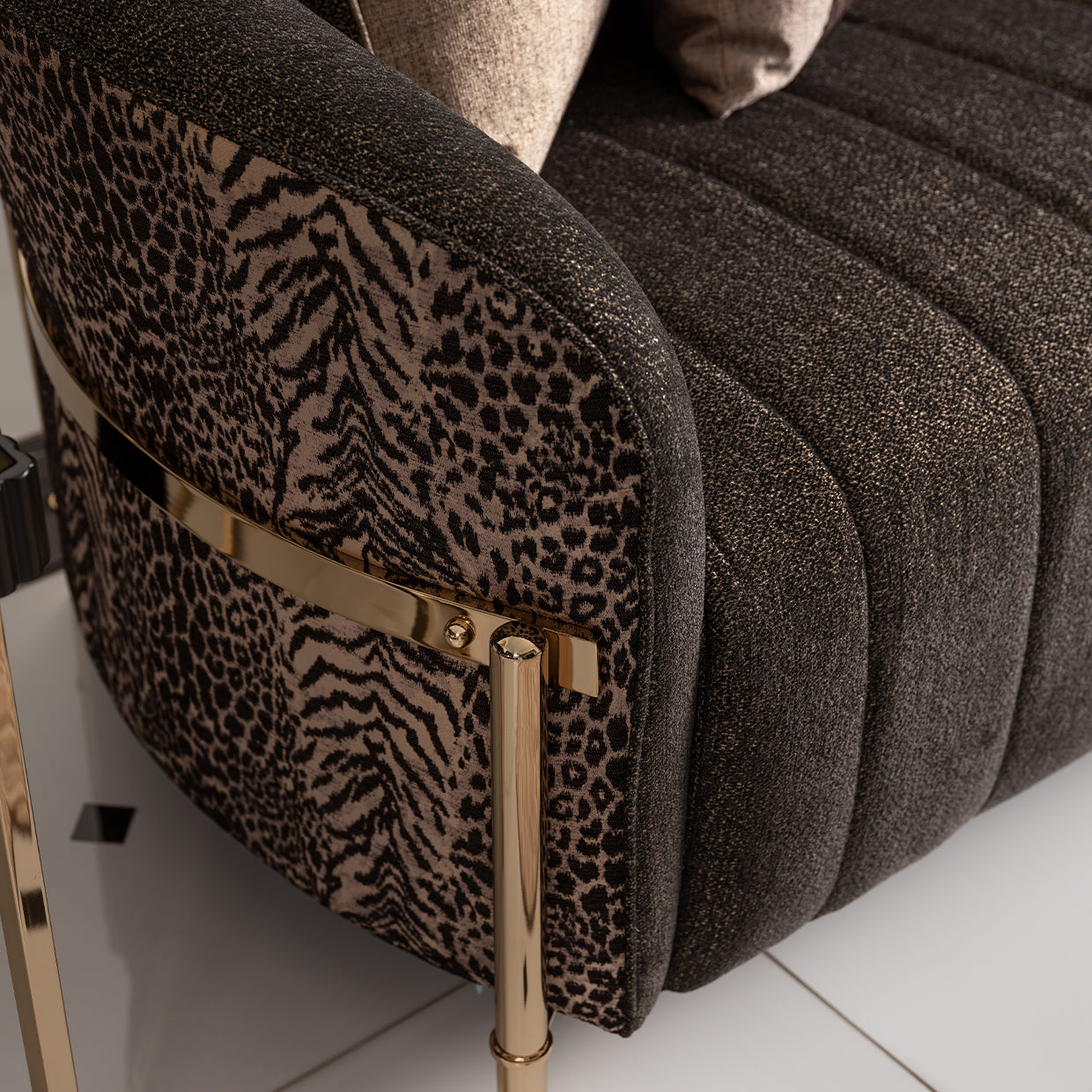 LISBON Loveseat Onyx Gold with elegant modern design | Vrxco.com