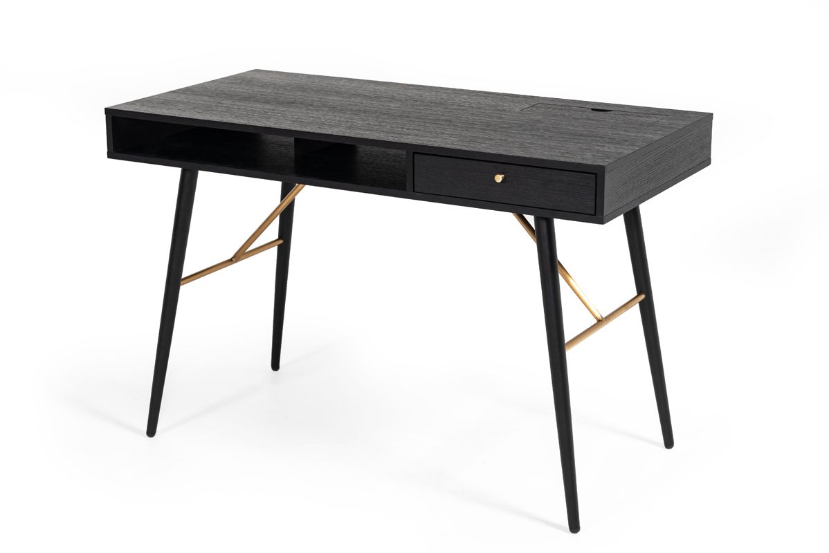 "Modrest Billy Modern Black Oak & Gold Office Desk - Stylish office desk" | Vrxco.com