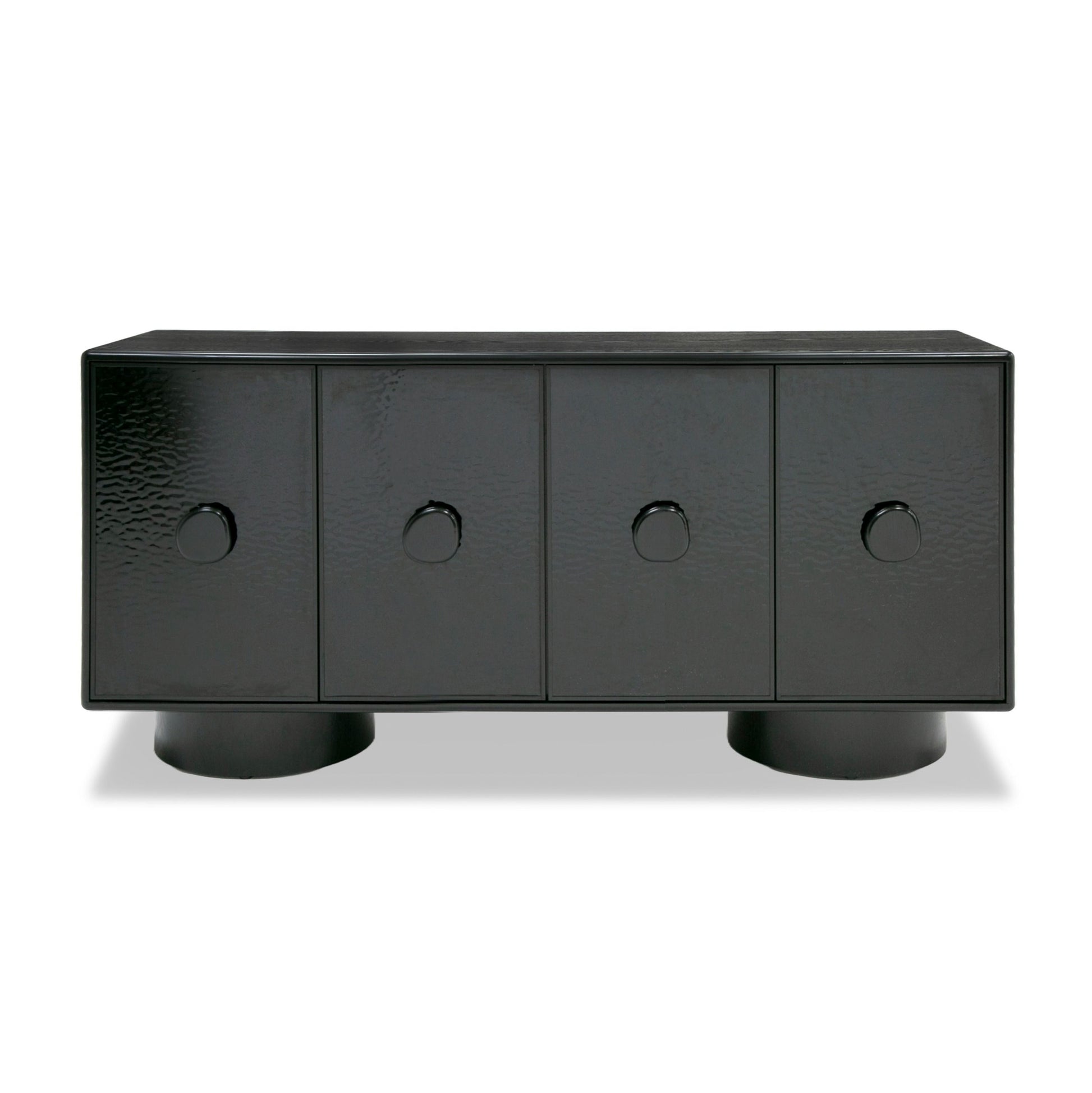 "Modrest Calexico Black Wave Glass Buffet - Contemporary buffet furniture" | Vrxco.com