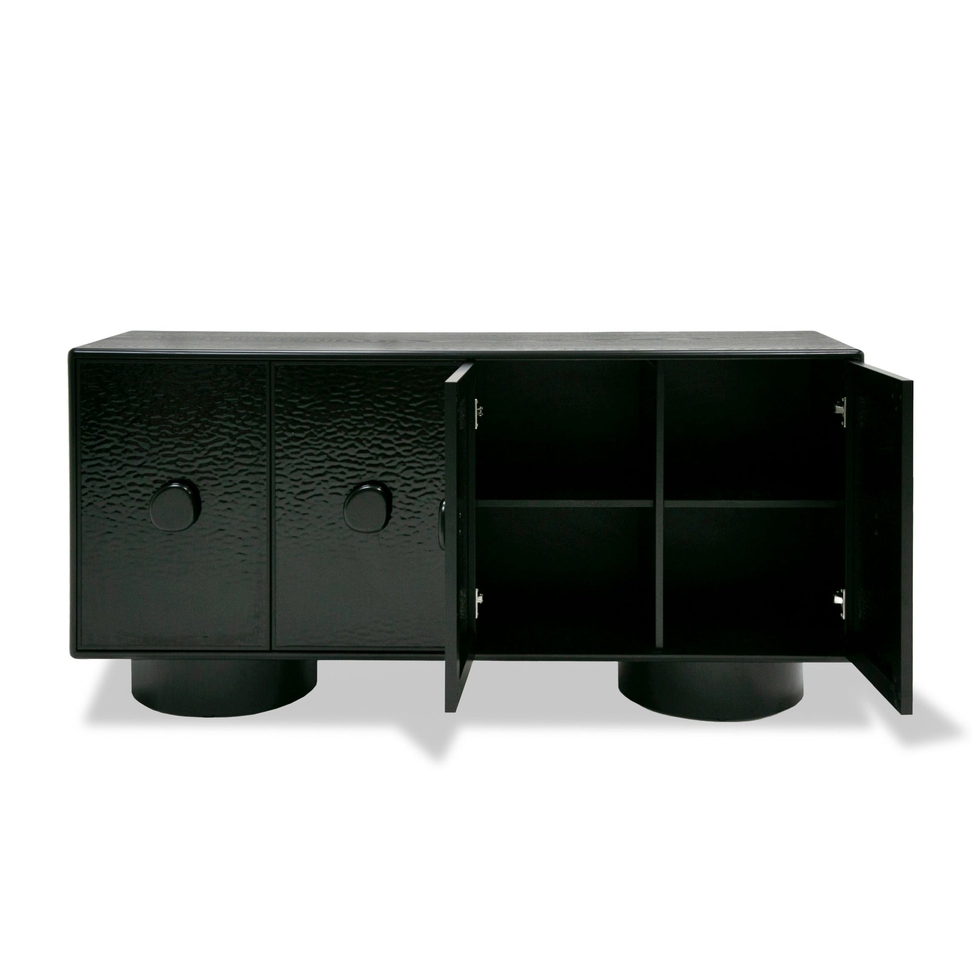"Modrest Calexico Black Wave Glass Buffet - Contemporary buffet furniture" | Vrxco.com