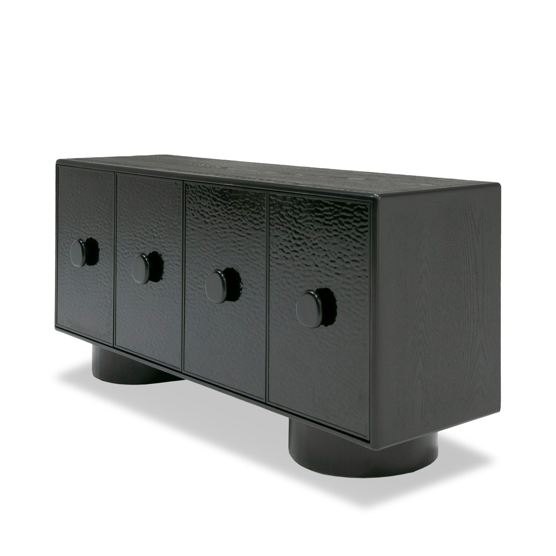 "Modrest Calexico Black Wave Glass Buffet - Contemporary buffet furniture" | Vrxco.com