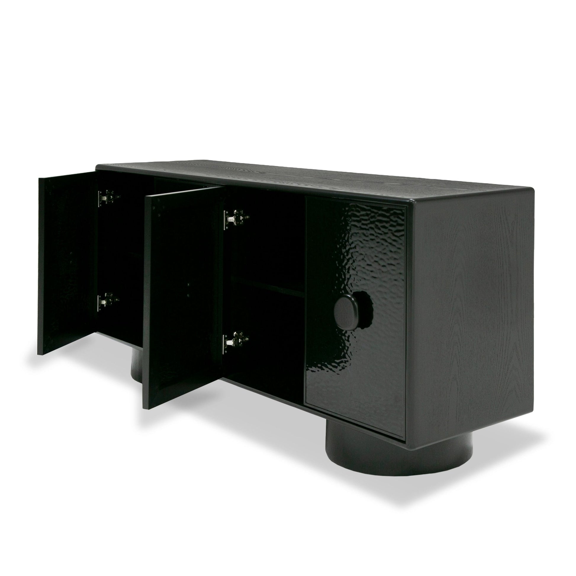 "Modrest Calexico Black Wave Glass Buffet - Contemporary buffet furniture" | Vrxco.com
