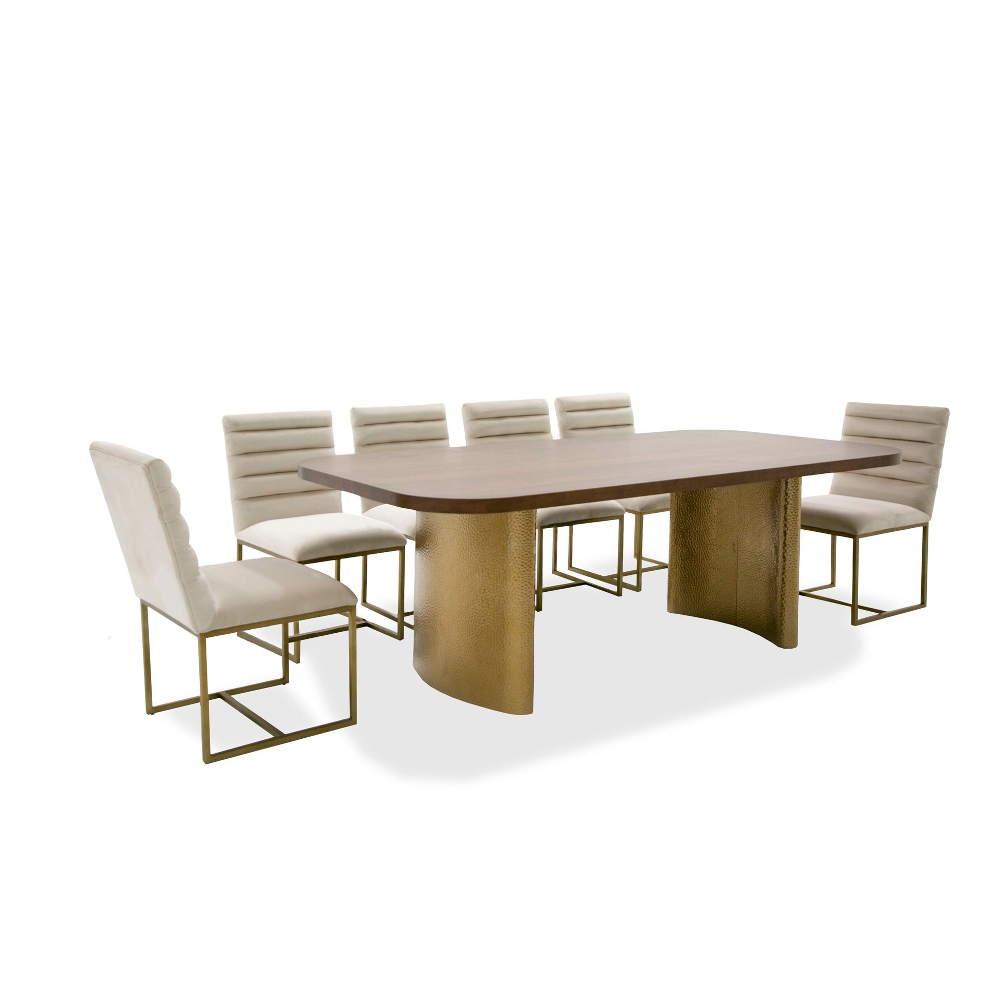 Modrest Marjorie Walnut & Brushed Gold Dining Table showcasing luxury and elegance | Vrxco.com
