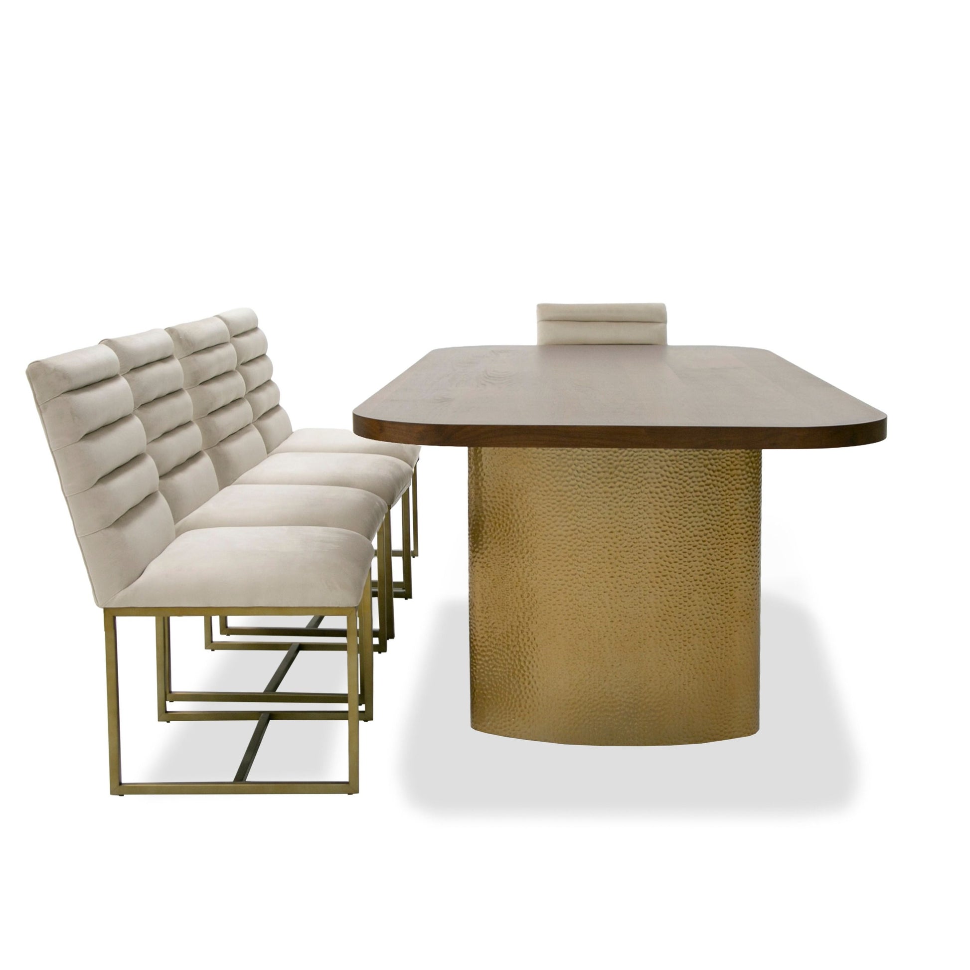Modrest Marjorie Walnut & Brushed Gold Dining Table showcasing luxury and elegance | Vrxco.com