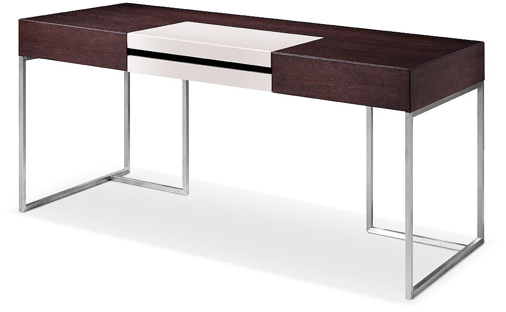 Modrest Ezra Modern Brown Oak and Grey Office Desk with Side Cabinet showcasing stylish design and functionality | Vrxco.com