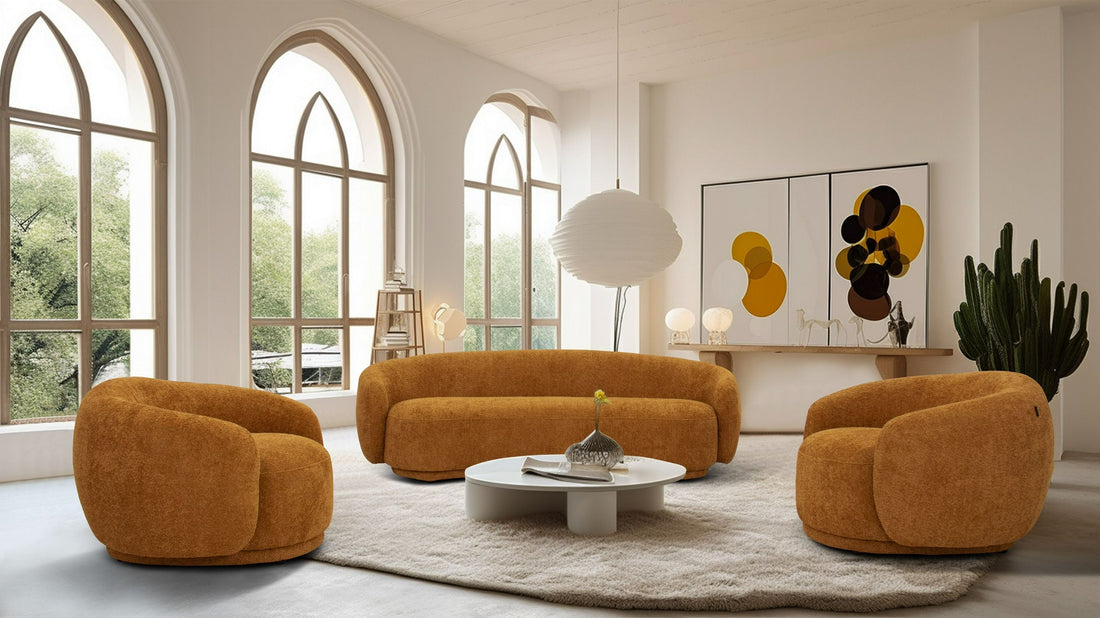 "Divani Casa Andrew - Modern Orange Fabric Sofa Set - Stylish and comfortable living room furniture" | Vrxco.com