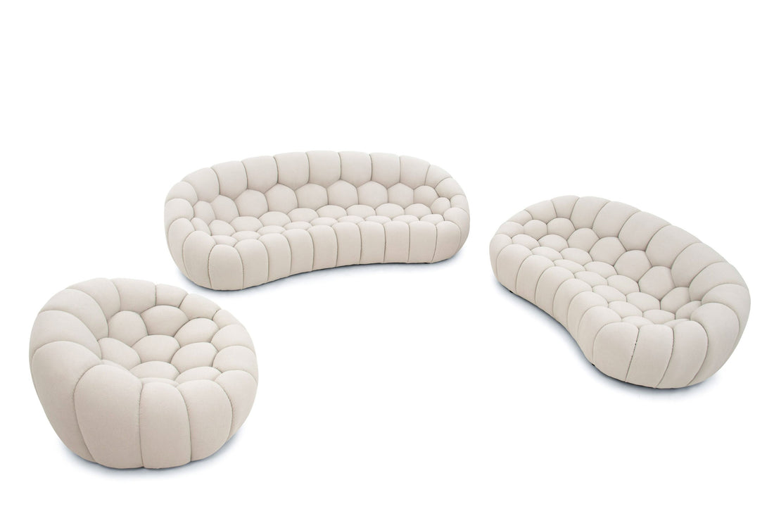 Divani Casa Yolonda Modern Curved Beige Fabric Sofa Set | Vrxco.com