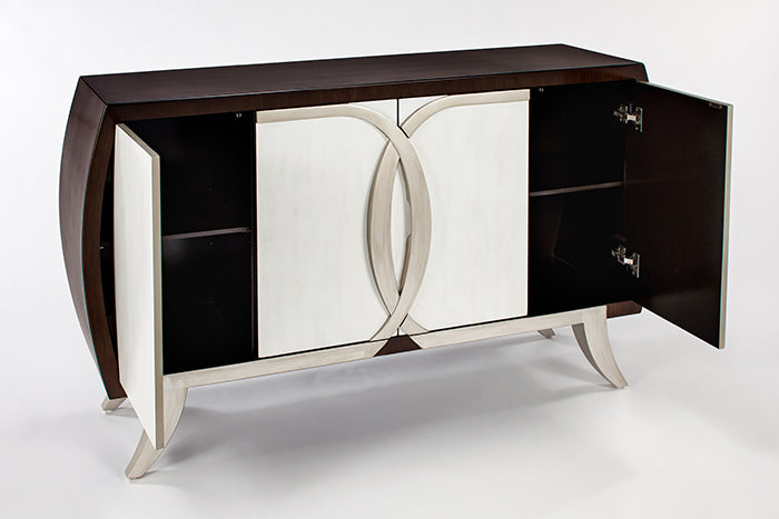 "1994-S Cloudy White, Silver, and Chocolate 4-Door Wood Cabinet" | Vrxco.com