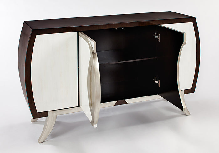 "1994-S Cloudy White, Silver, and Chocolate 4-Door Wood Cabinet" | Vrxco.com