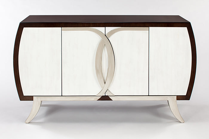 "1994-S Cloudy White, Silver, and Chocolate 4-Door Wood Cabinet" | Vrxco.com
