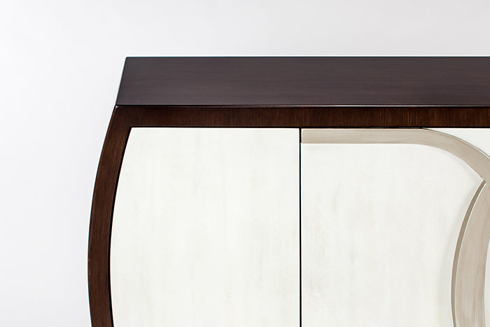 "1994-S Cloudy White, Silver, and Chocolate 4-Door Wood Cabinet" | Vrxco.com