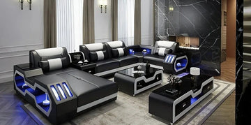 MI-9916 Matrix Sectional in leather Match with Coffee Table and TV Stand