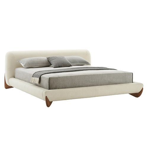 Modrest Fleury Cream Fabric & Walnut Bedroom Set showcasing elegance and comfort | Vrxco.com