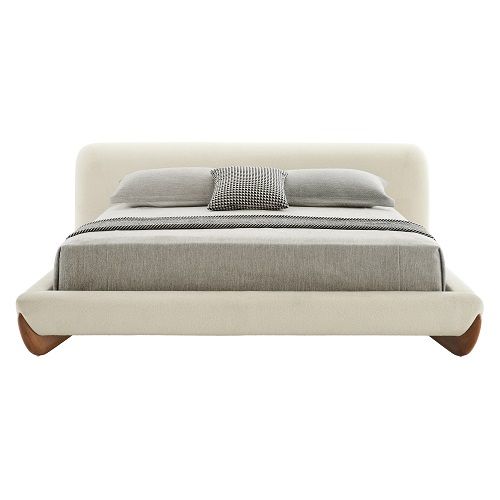 Modrest Fleury Cream Fabric & Walnut Bedroom Set showcasing elegance and comfort | Vrxco.com