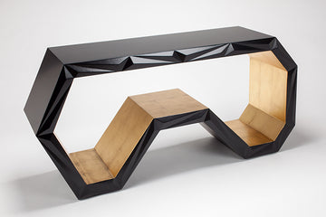 "2703-D Black and Goldleaf Wood Console Table" | Vrxco.com