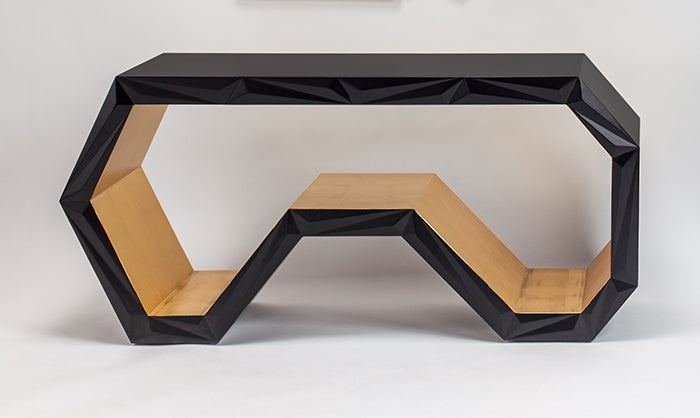 "2703-D Black and Goldleaf Wood Console Table" | Vrxco.com