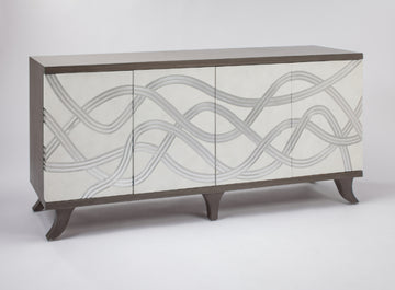 2721-S Frosty White with Silver 4-Door Wood Cabinet | Vrxco.com