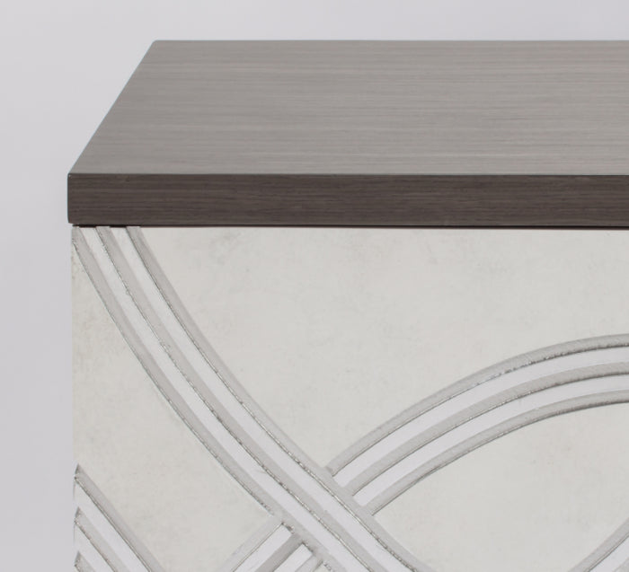 2721-S Frosty White with Silver 4-Door Wood Cabinet | Vrxco.com