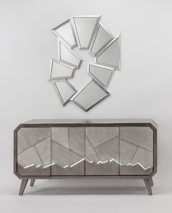 "2729-S Silvery Gray 4-Door Wood Cabinet" | Vrxco.com