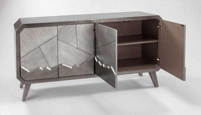 "2729-S Silvery Gray 4-Door Wood Cabinet" | Vrxco.com