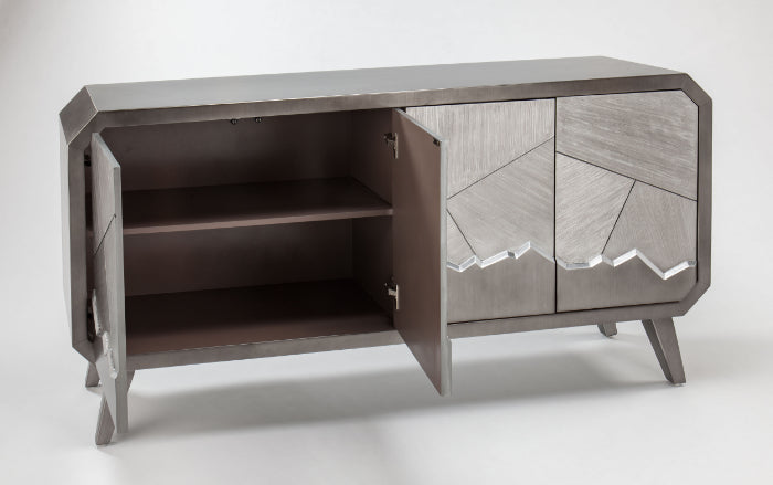 "2729-S Silvery Gray 4-Door Wood Cabinet" | Vrxco.com