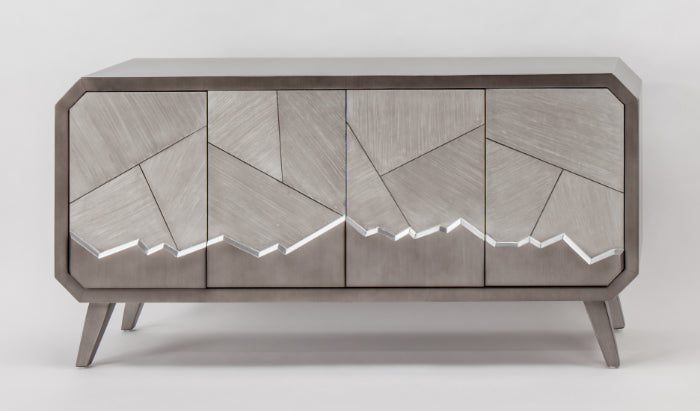 "2729-S Silvery Gray 4-Door Wood Cabinet" | Vrxco.com