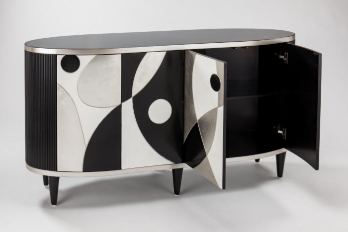 "2730-S Black and White 4-Door Wood Cabinet" | Vrxco.com